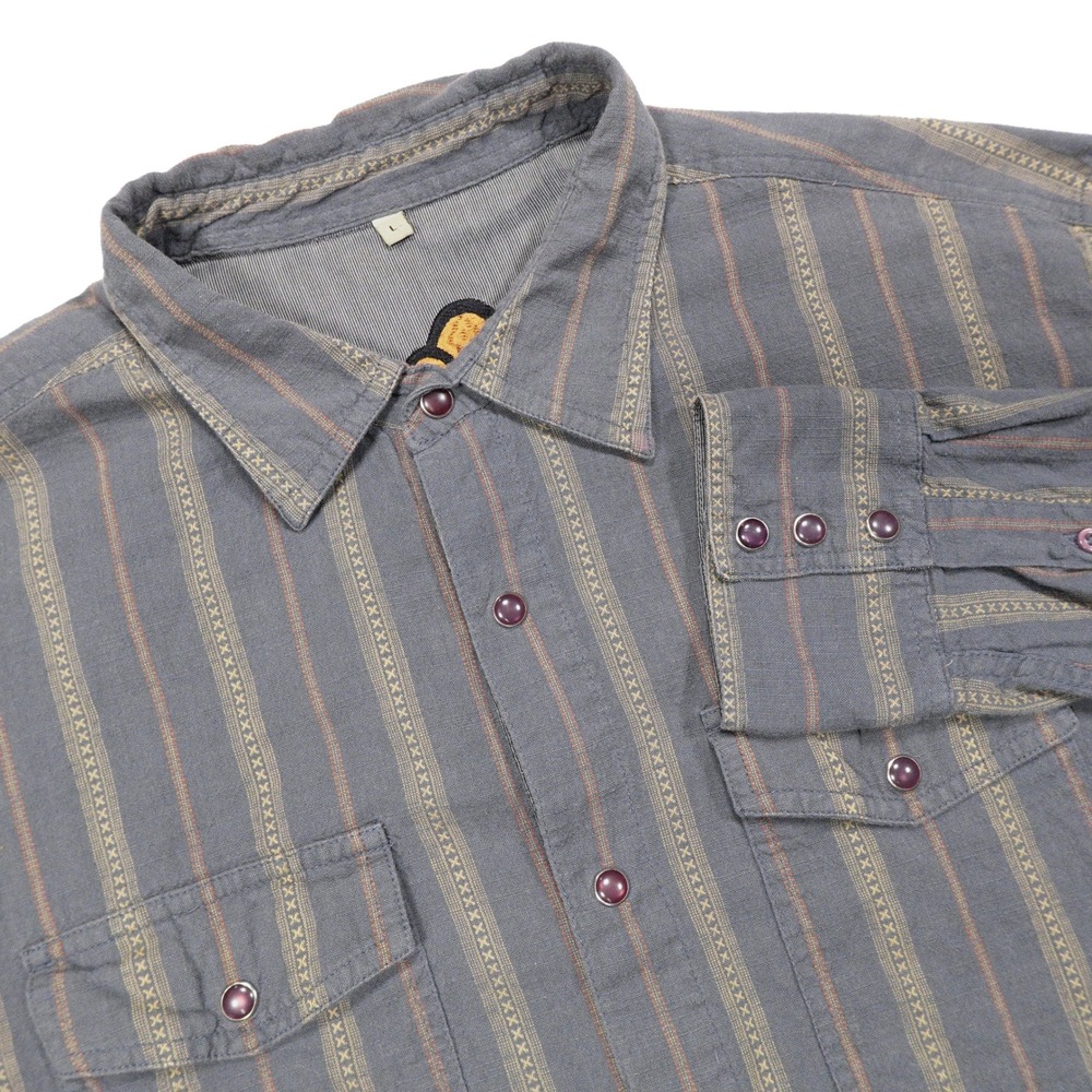 SCULLY Men's Size L Grey Striped Western Snap Button Long Sleeve Button Up Shirt